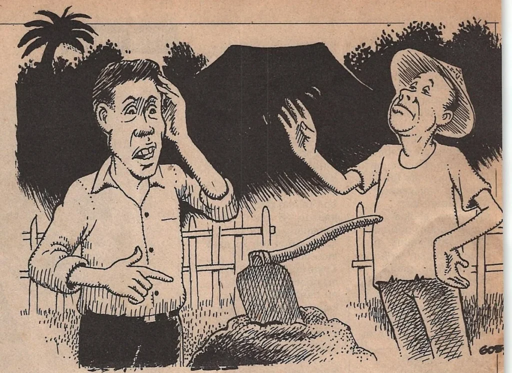 Ilustrasi carpon Minggu Santey! dina majalah Mangle No. 1493